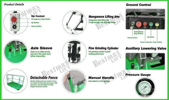 Extension and 9 Meters Hydraulic Aerial Work Platform with 500Kg Loading Capacity