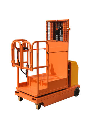 Electric Aerial Order Picker 300kg 3300mm Self - Propelled Powered In Orange