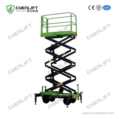 6 Meters Semi-Electric Mobile Scissor Lift Man Lifts in Green 1 Ton Capacity
