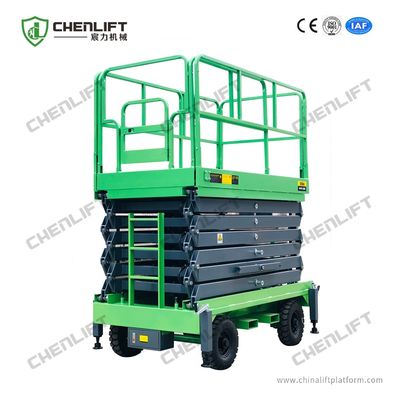 16 Meters Hydraulic Lift Platform Scissor Lift 300Kg For Working At Height In Green