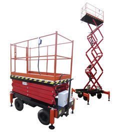 14 Meters Mobile Hydraulic Scissor Lift , AC / DC Power Supply 3Kw